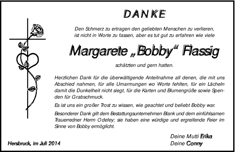  Traueranzeige für Bobby  Flassig vom 12.07.2014 aus Hersbrucker Zeitung