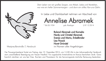 Traueranzeige von Annelise Abramek von Hersbrucker Zeitung