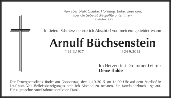 Traueranzeige von Arnulf Büchsenstein von Pegnitz-Zeitung