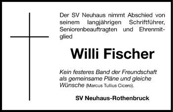 Traueranzeige von Willi Fischer von Hersbrucker Zeitung