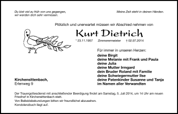 Traueranzeige von Kurt Dietrich von Hersbrucker Zeitung