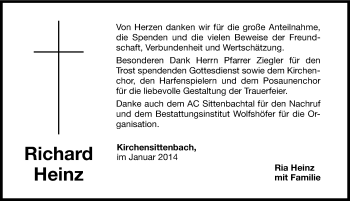 Traueranzeige von Richard Heinz von Hersbrucker Zeitung