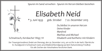 Traueranzeige von Elisabeth Neid von Pegnitz-Zeitung