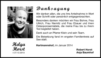 Traueranzeige von Helga Horst von Hersbrucker Zeitung