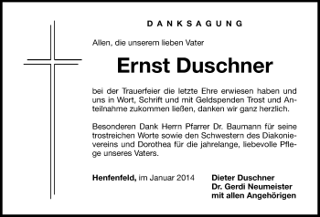 Traueranzeige von Ernst Duschner von Hersbrucker Zeitung