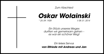 Traueranzeige von Oskar Wolainski von Hersbrucker Zeitung