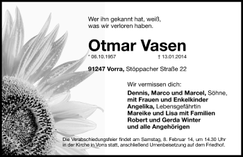 Traueranzeige von Otmar Vasen von Hersbrucker Zeitung