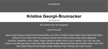 Traueranzeige von Kristine Georgii-Brunnacker von Hersbrucker Zeitung
