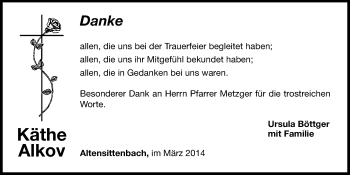 Traueranzeige von Käthe Alkov von Hersbrucker Zeitung