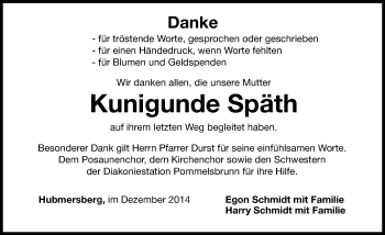 Traueranzeige von Kunigunde Späth von Hersbrucker Zeitung