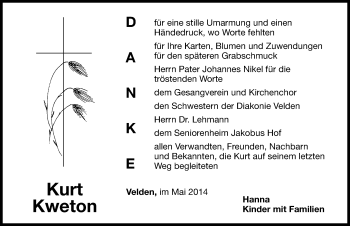 Traueranzeige von Kurt Kweton von Hersbrucker Zeitung