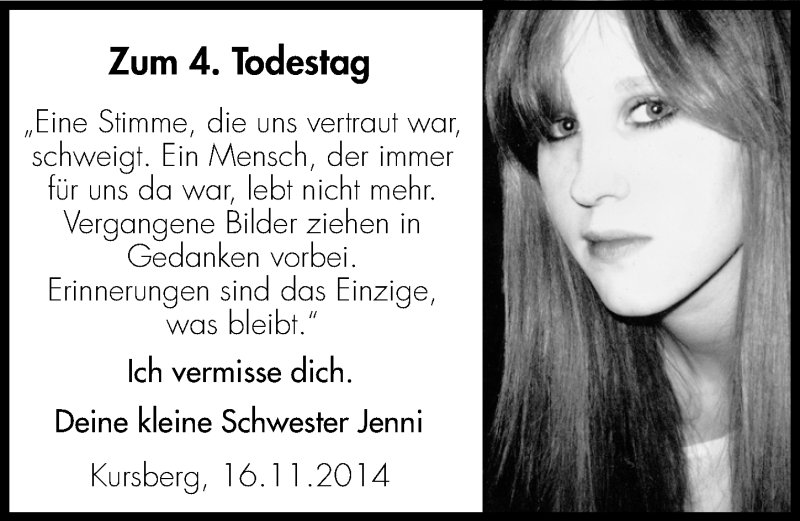  Traueranzeige für Cindy Schulz vom 15.11.2014 aus Hersbrucker Zeitung