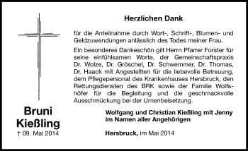 Traueranzeige von Bruni Kießling von Hersbrucker Zeitung