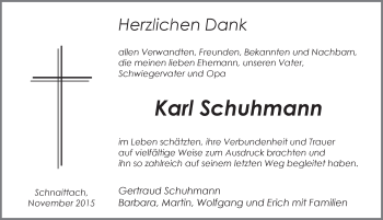 Traueranzeige von Karl Schuhmann von Pegnitz-Zeitung