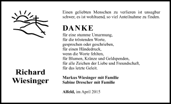 Traueranzeige von Richard Wiesinger von Hersbrucker Zeitung