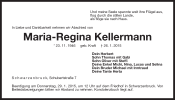 Traueranzeige von Maria-Regina Kellermann von Der Bote