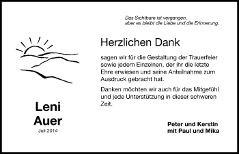 Traueranzeige von Leni Auer von Hersbrucker Zeitung