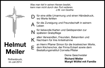 Traueranzeige von Helmut Meiler von Hersbrucker Zeitung