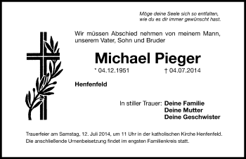 Traueranzeige von Michael Pieger von Hersbrucker Zeitung
