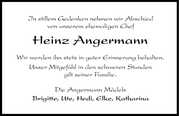 Traueranzeige von Heinz Angermann von Hersbrucker Zeitung