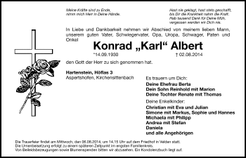 Traueranzeige von Konrad Albert von Hersbrucker Zeitung
