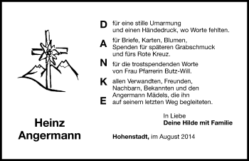 Traueranzeige von Heinz Angermann von Hersbrucker Zeitung