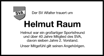 Traueranzeige von Helmut Raum von Hersbrucker Zeitung