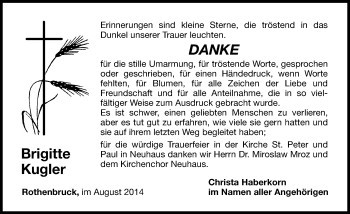 Traueranzeige von Brigitte Kugler von Hersbrucker Zeitung