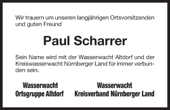 Traueranzeige von Paul Scharrer von Der Bote