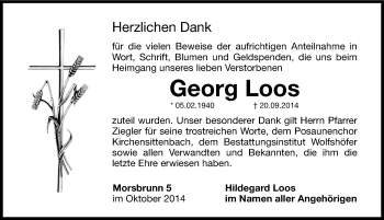 Traueranzeige von Georg Loos von Hersbrucker Zeitung