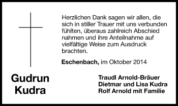 Traueranzeige von Gudrun Kudra von Hersbrucker Zeitung
