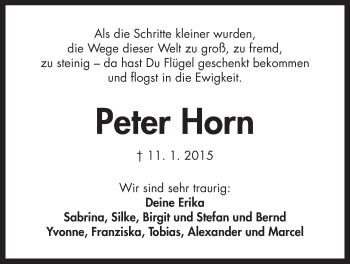 Traueranzeige von Peter Horn von Der Bote