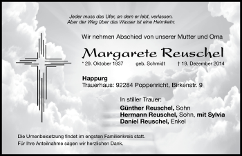 Traueranzeige von Margarete Reuschel von Hersbrucker Zeitung