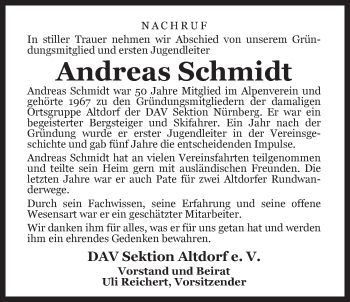 Traueranzeige von Andreas Schmidt von Der Bote