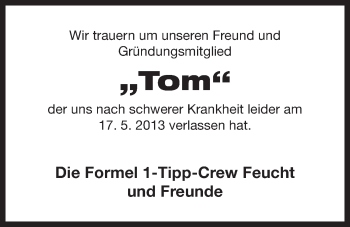 Traueranzeige von Tom  von Der Bote