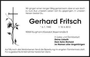 Traueranzeige von Gerhard Fritsch von Der Bote