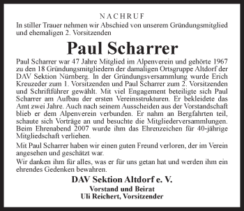 Traueranzeige von Paul Scharrer von Der Bote