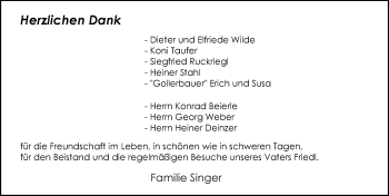 Traueranzeige von Friedrich Täuber von Pegnitz-Zeitung