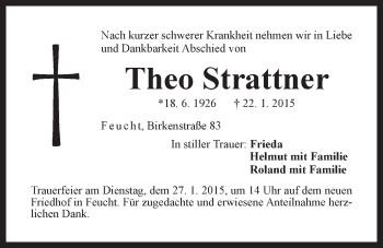Traueranzeige von Theo Strattner von Der Bote