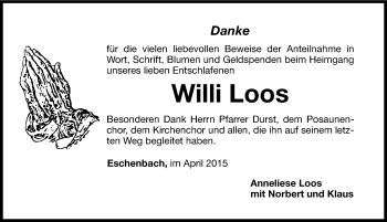 Traueranzeige von Willi Loos von Hersbrucker Zeitung