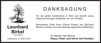 Traueranzeige von Leonhard Birkel von Pegnitz-Zeitung