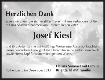 Traueranzeige von Josef Kiesl von Pegnitz-Zeitung