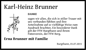 Traueranzeige von Karl-Heinz Brunner von Der Bote