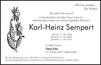 Traueranzeige von Karl-Heinz Sempert von Pegnitz-Zeitung