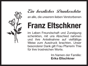 Traueranzeige von Franz Eltschkner von Der Bote