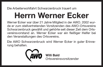 Traueranzeige von Werner Ecker von Der Bote