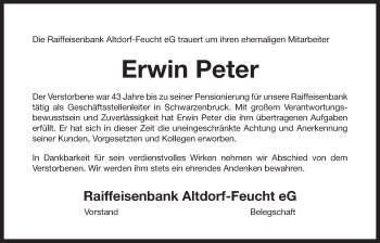Traueranzeige von Erwin Peter von Der Bote