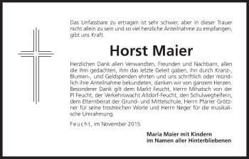 Traueranzeige von Horst Maier von Der Bote