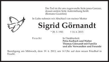 Traueranzeige von Sigrid Görnandt von Der Bote