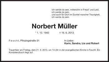 Traueranzeige von Norbert Müller von Der Bote